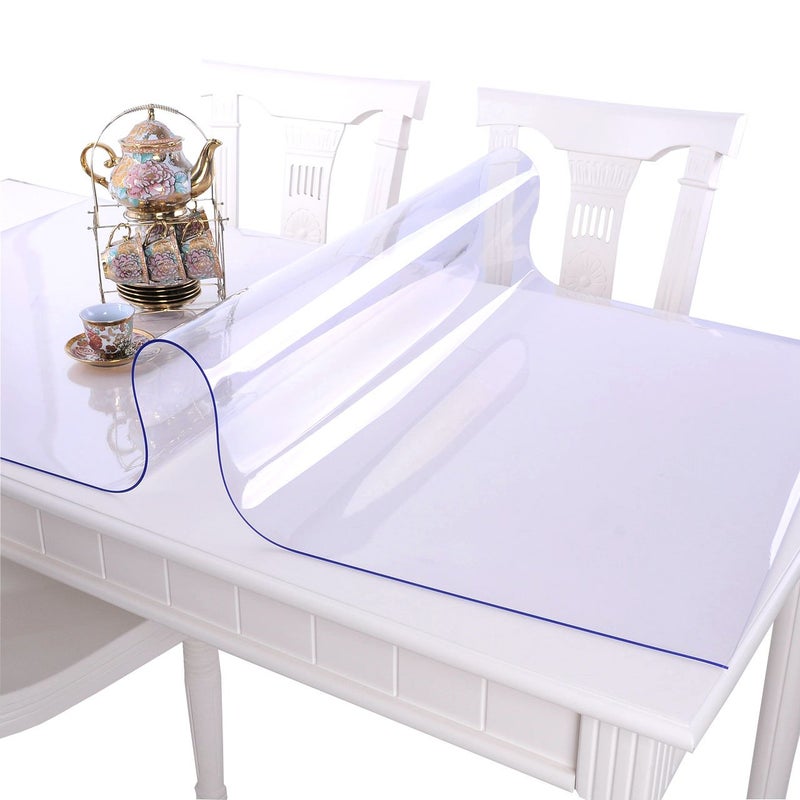 NECAUX Custom Multisize 1.5mm Thick Clear PVC Table Cover Protector - 24 x 96 Inch Water Resistant Rectangular Plastic Tablecloth Cover Vinyl Non-Slip Desk Pad for 8 Foot Coffee Table/Writing Desk - Image 2